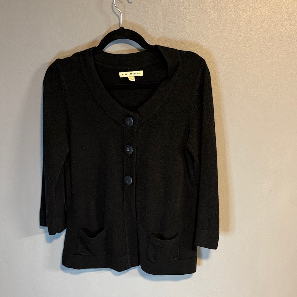 Debbie Morgan Black Cardigan with Button Accents